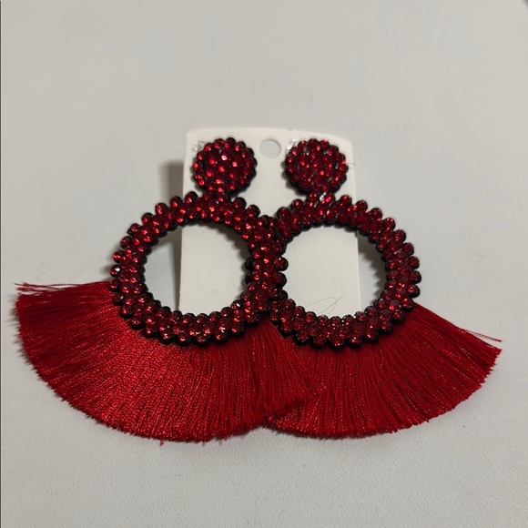 Elegant Red Tassel Earrings - Picture 1 of 1